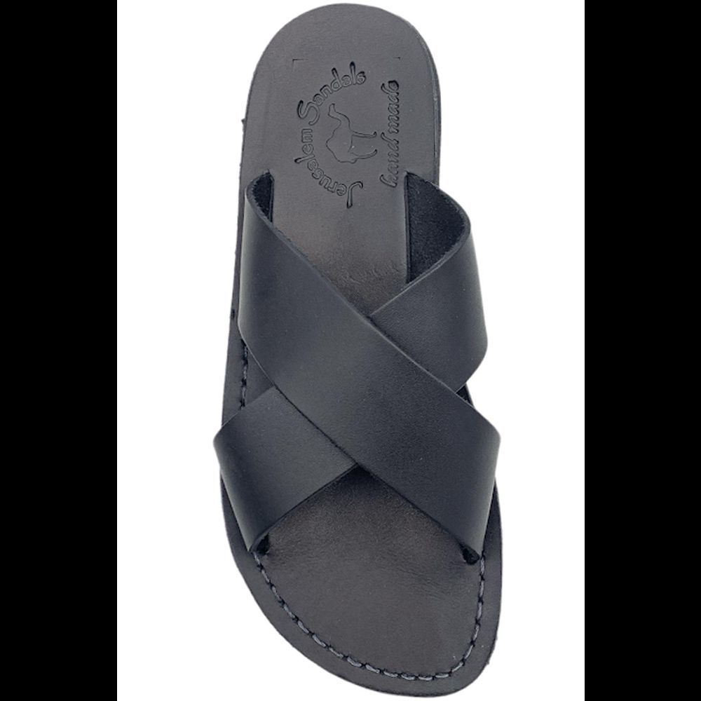Jerusalem Women's Leather Slide Sandals Elan Black - Medium